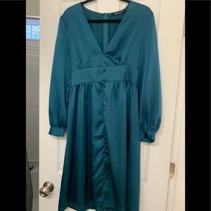 Teal silk dress